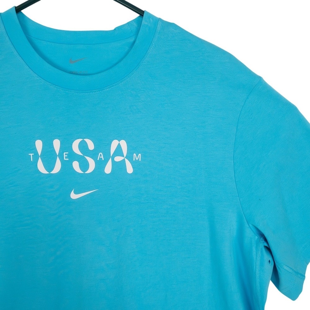 Nike Dri Fit Mens XL Team USA Olympic Eagle Graphic T Shirt Blue Official‎
